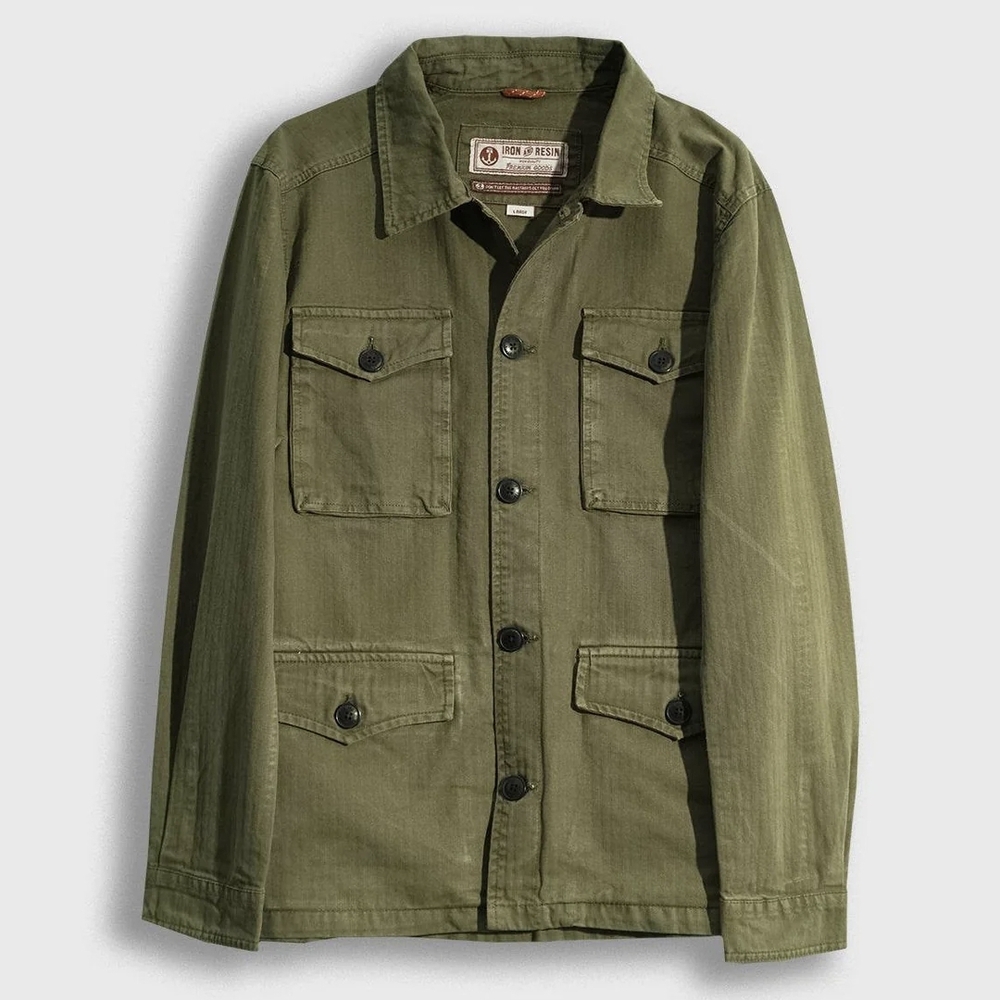 Iron And Resin Men's Classic Military Field Jacket in Olive New Without Medium
